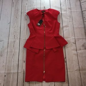 Ted Baker Red Structured Zip Sexy AF NWT DRESS